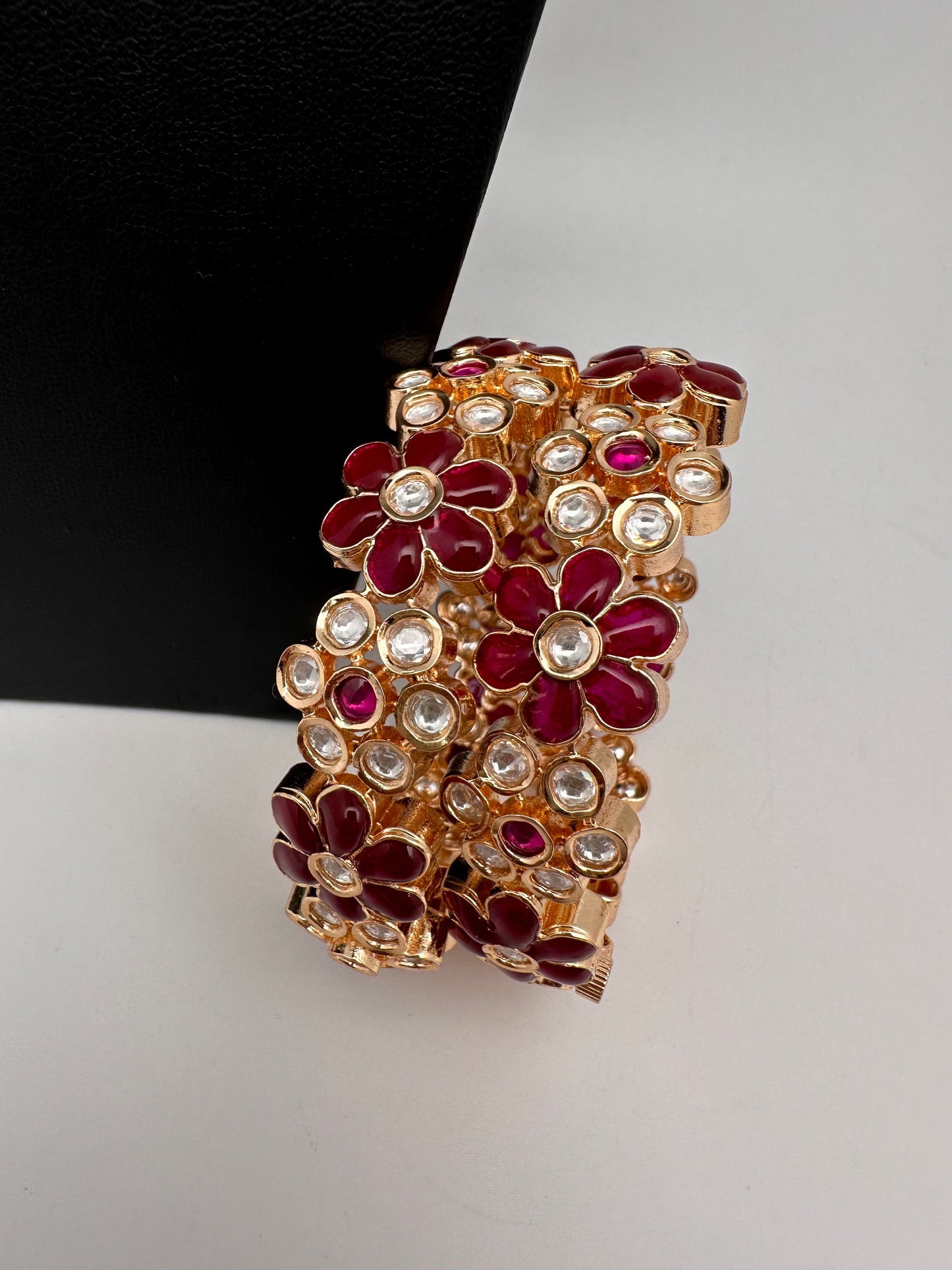 Kundan Red Openable Kada Bangles