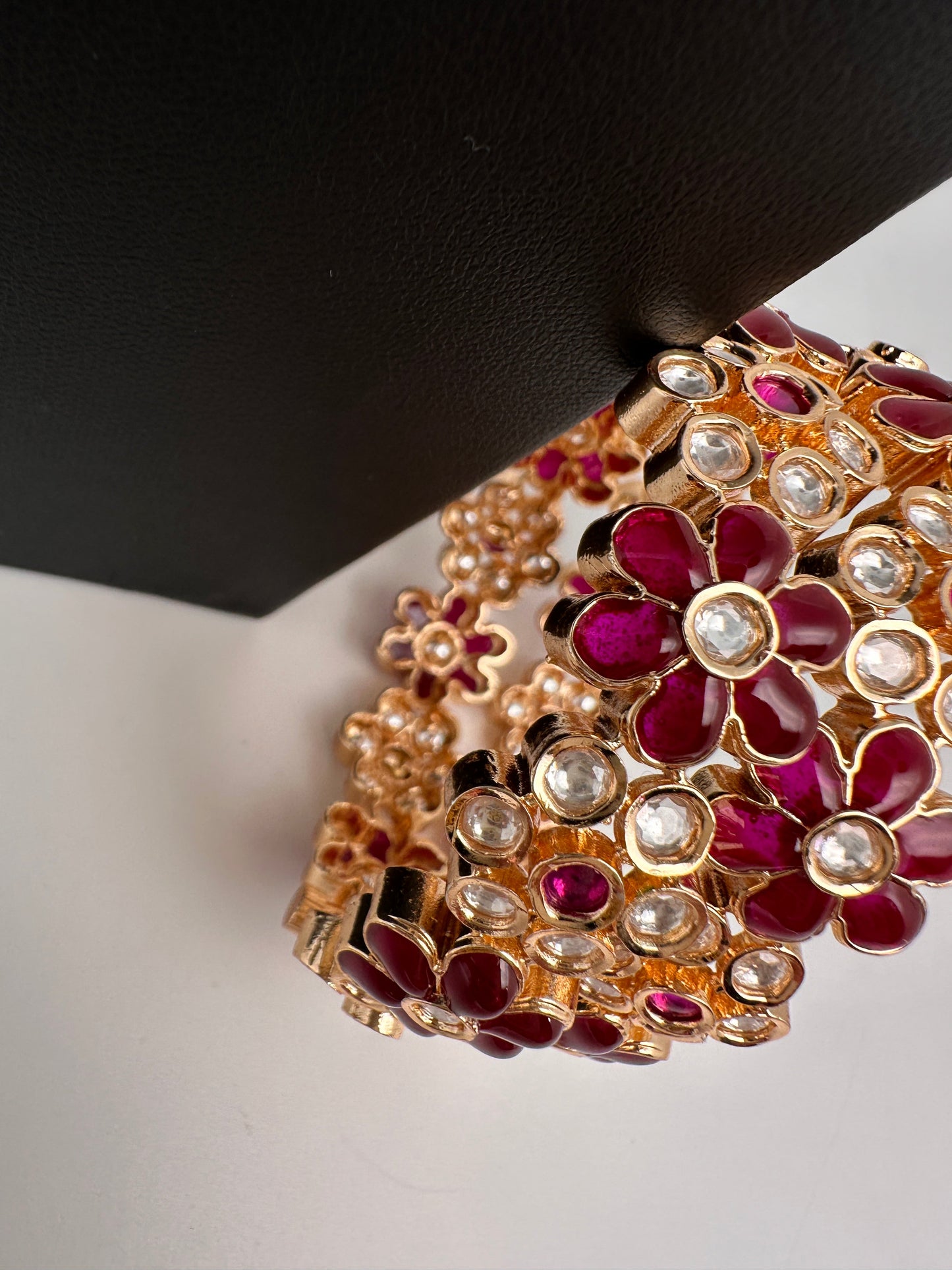Kundan Red Openable Kada Bangles