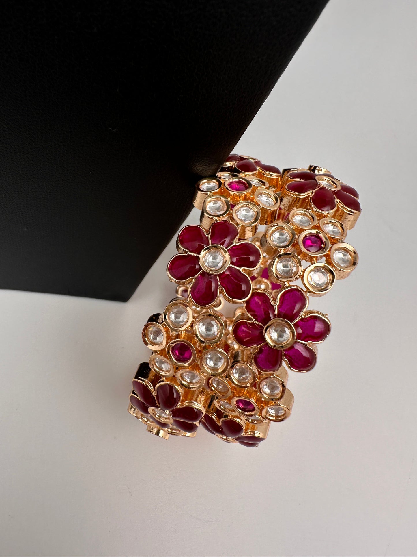 Kundan Red Openable Kada Bangles