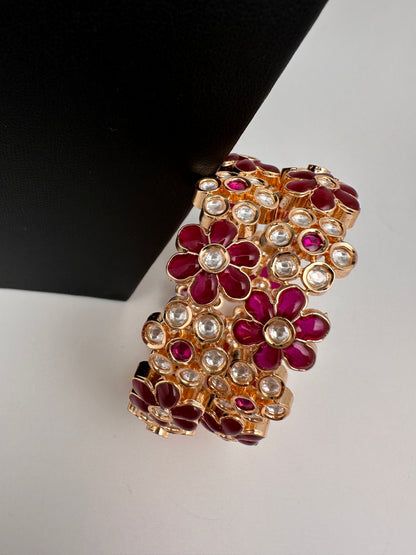 Kundan Red Openable Kada Bangles