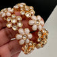Kundan White Floral Openable Kada Bangles
