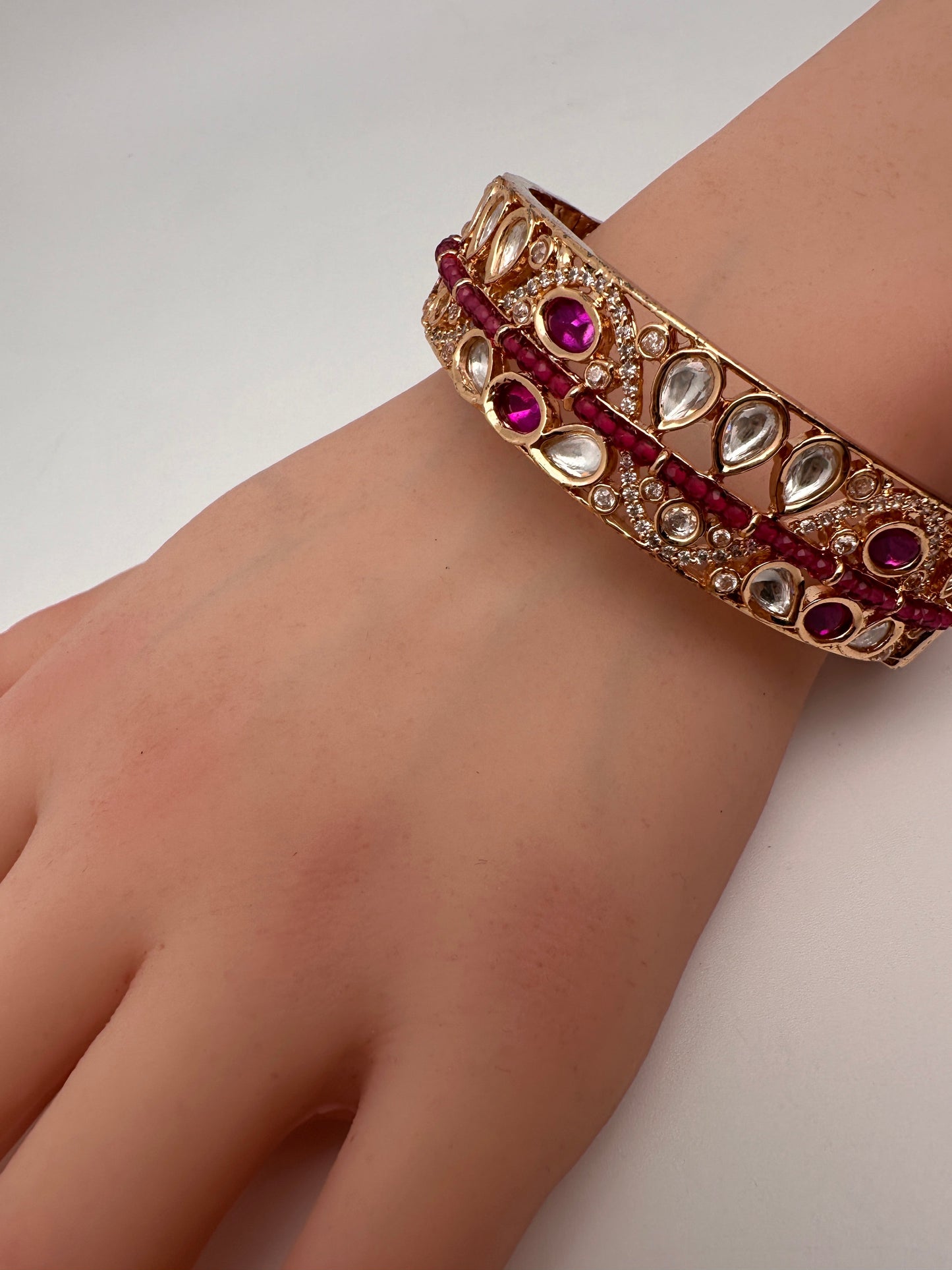 Kundan Pink Openable Kada Bangles