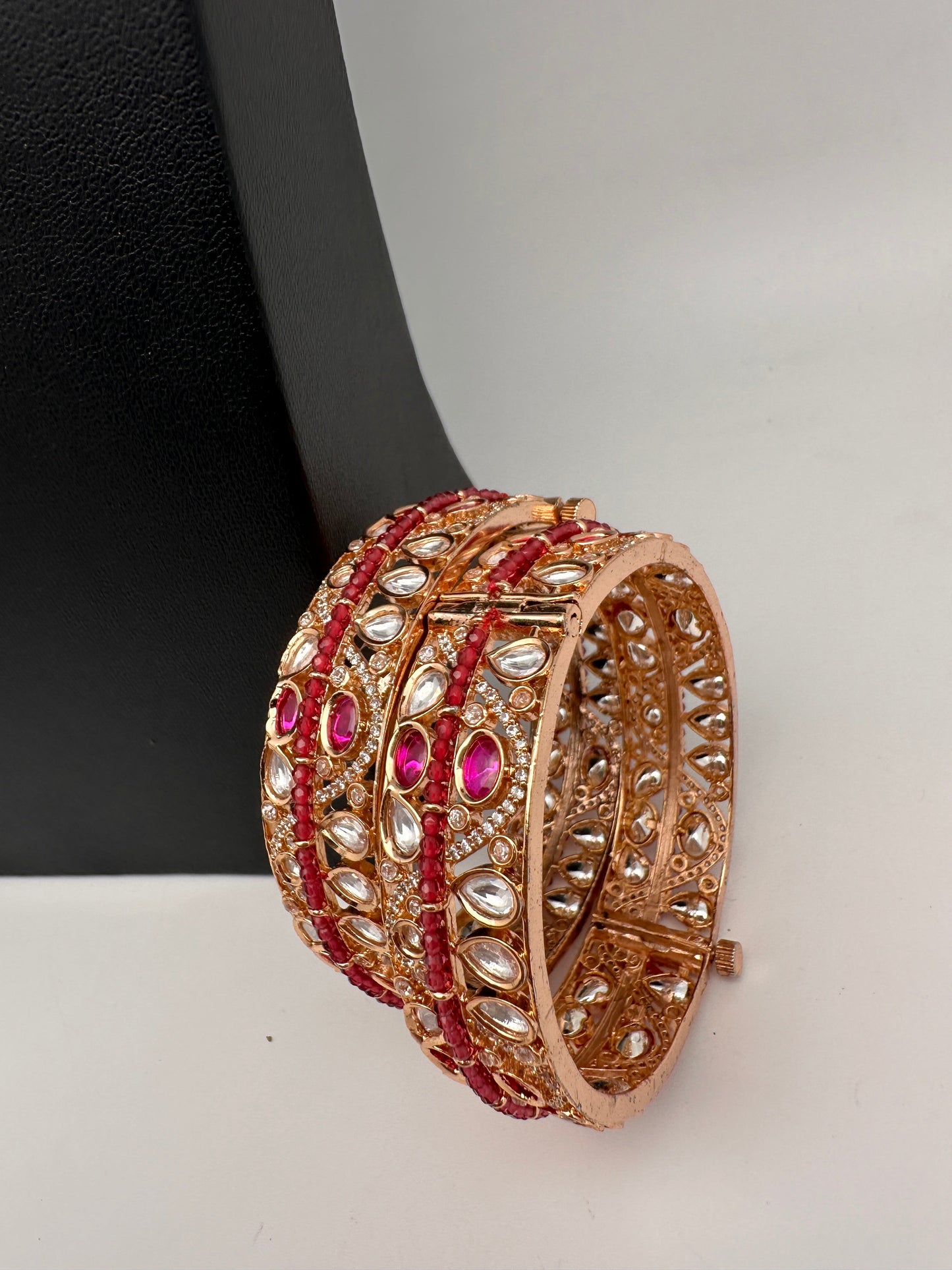Kundan Pink Openable Kada Bangles
