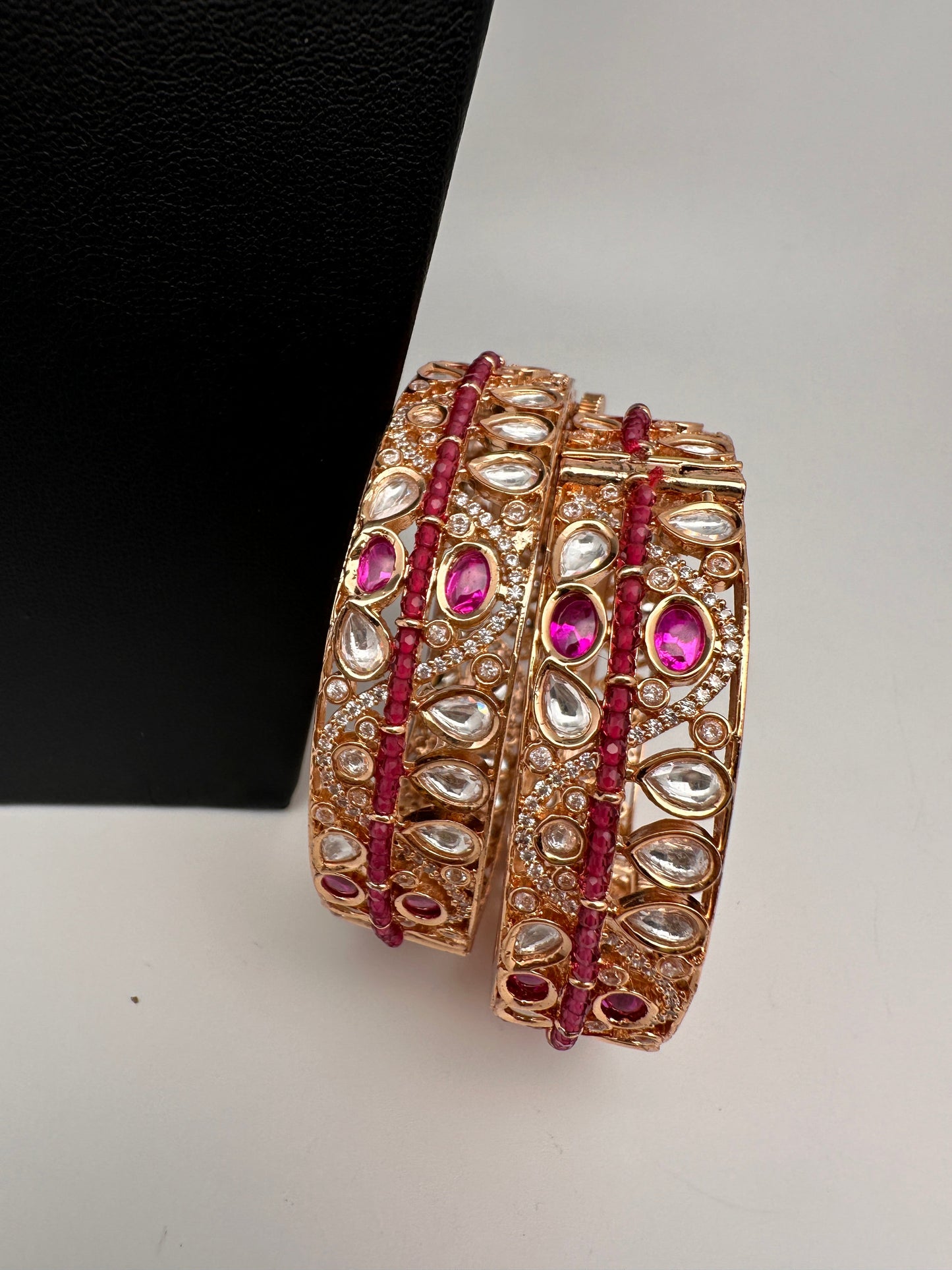 Kundan Pink Openable Kada Bangles