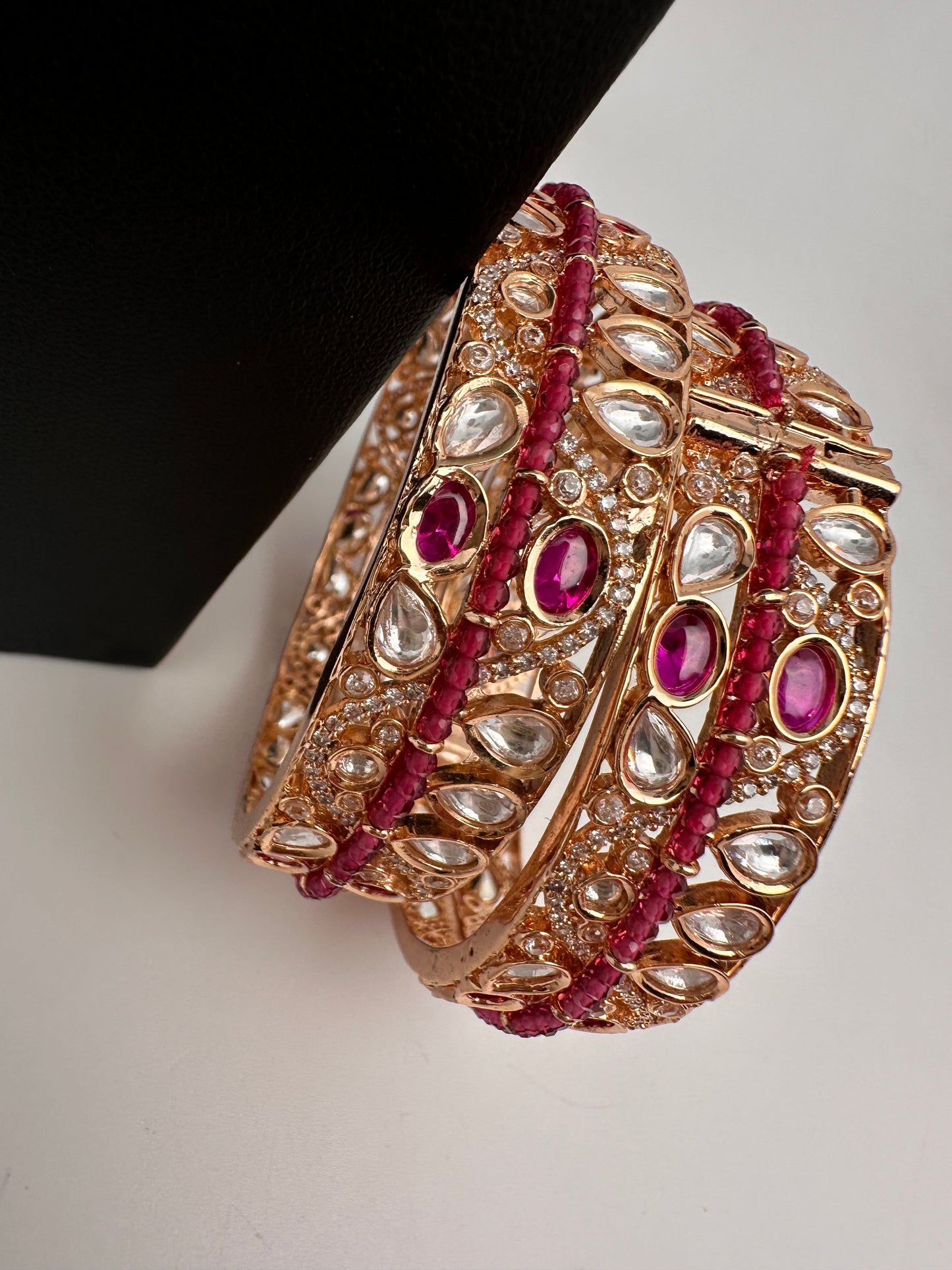 Kundan Pink Openable Kada Bangles