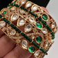 Kundan Green Openable Kada Bangles