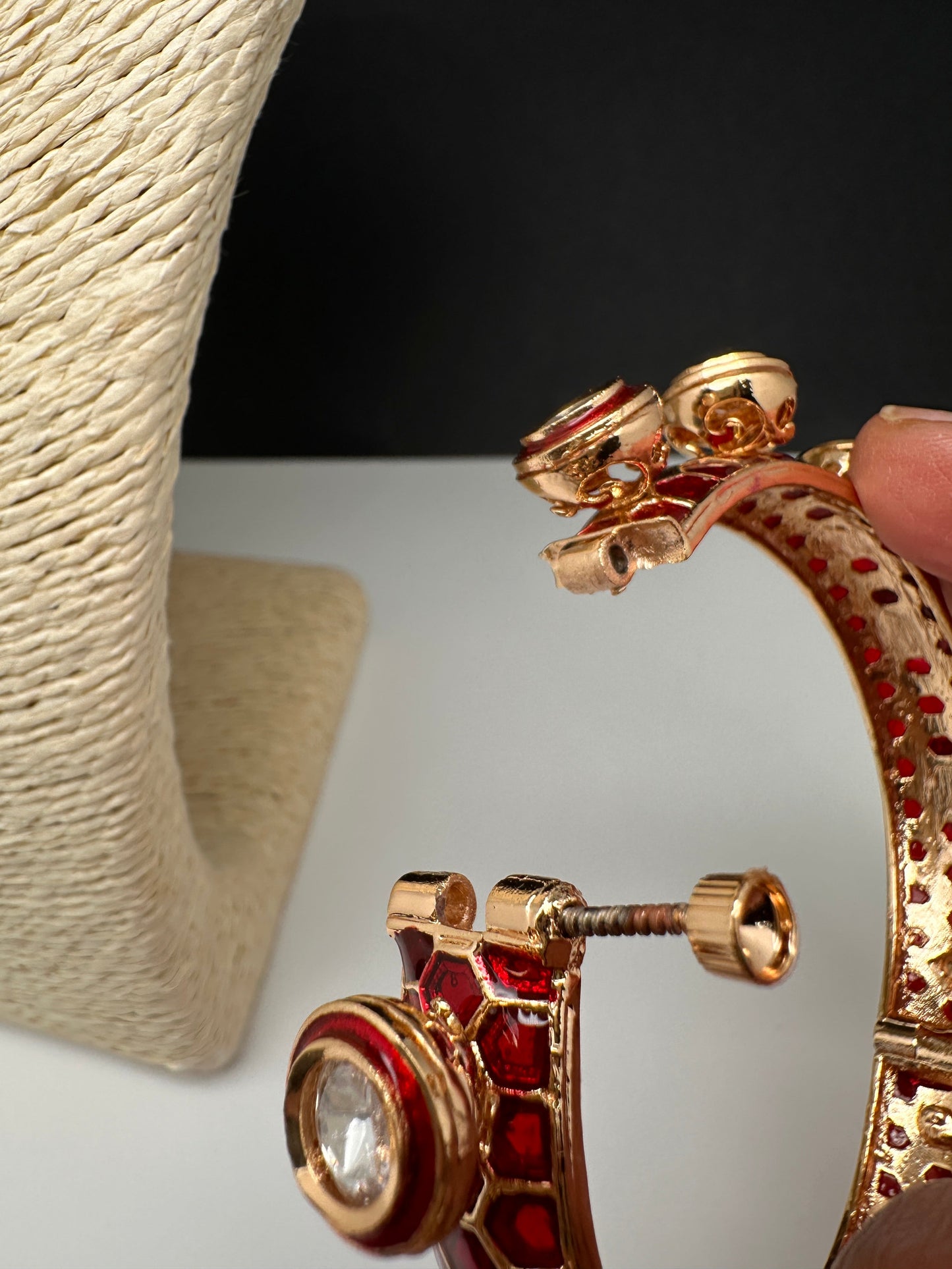 Kundan Red Openable Kada Bangles