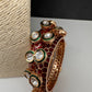 Kundan Red Green Openable Kada Bangles