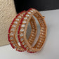 Kundan Red Beads Openable  Square Kada Bangles