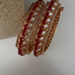 Kundan Red Beads Openable  Square Kada Bangles