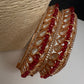 Kundan Red Beads Openable  Square Kada Bangles