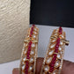 Kundan Red Beads Openable  Square Kada Bangles