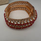 Kundan Red Beads Openable  Square Kada Bangles