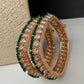 Kundan Green Beads Openable  Square Kada Bangles