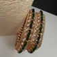 Kundan Green Beads Openable  Square Kada Bangles