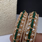 Kundan Green Beads Openable  Square Kada Bangles