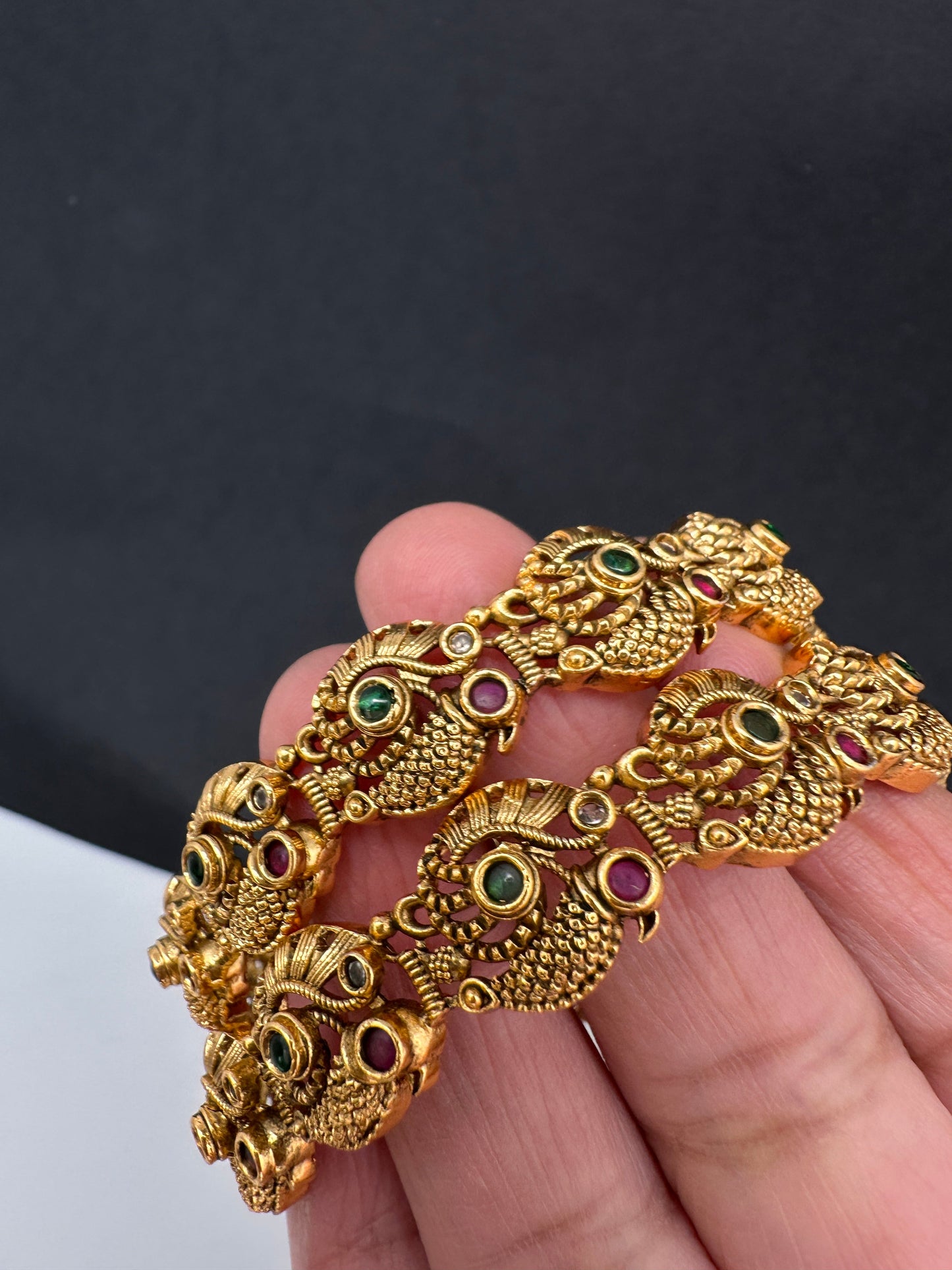 Matte Peacock Kempu Bangles