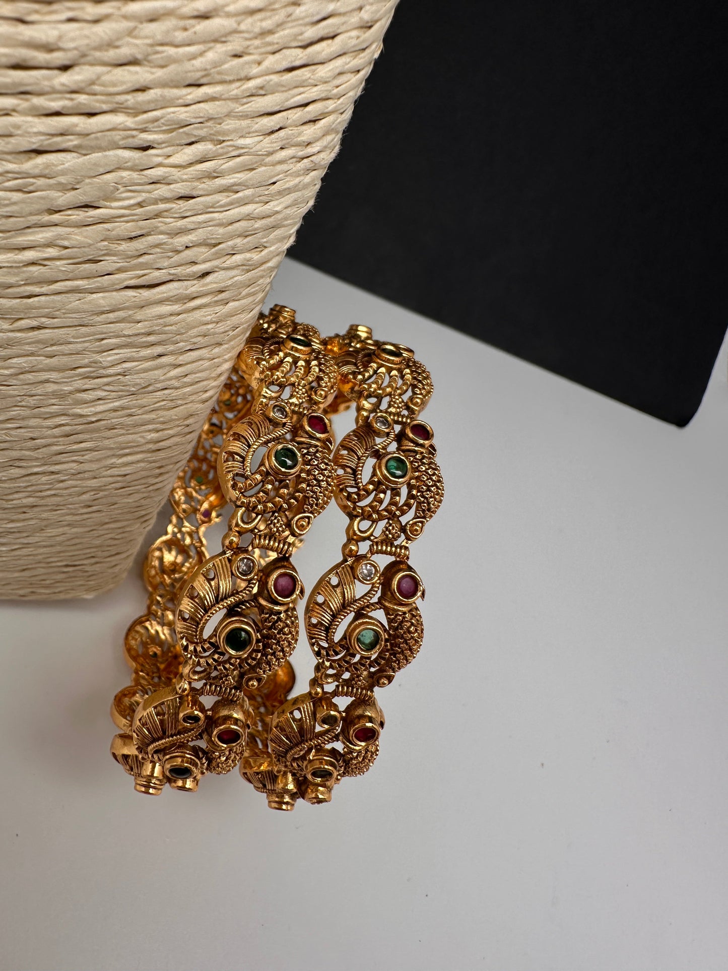 Matte Peacock Kempu Bangles