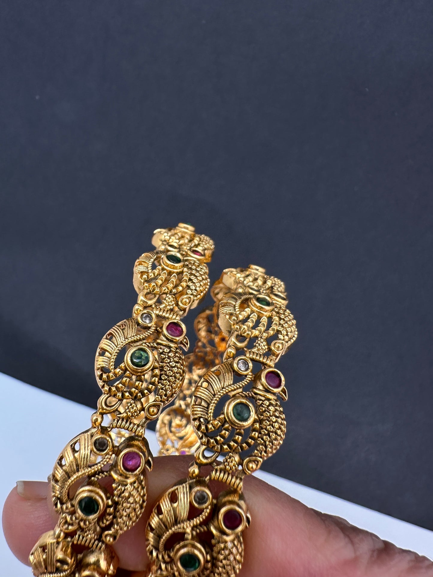 Matte Peacock Kempu Bangles