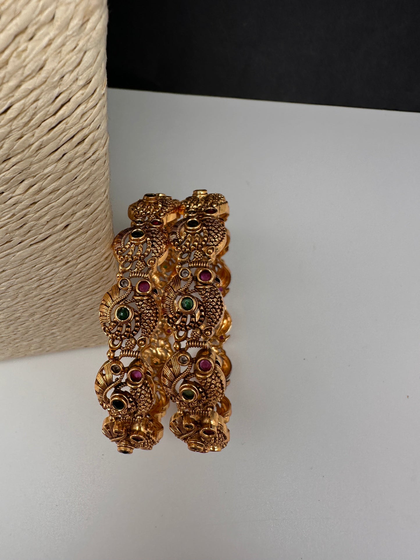 Matte Peacock Kempu Bangles