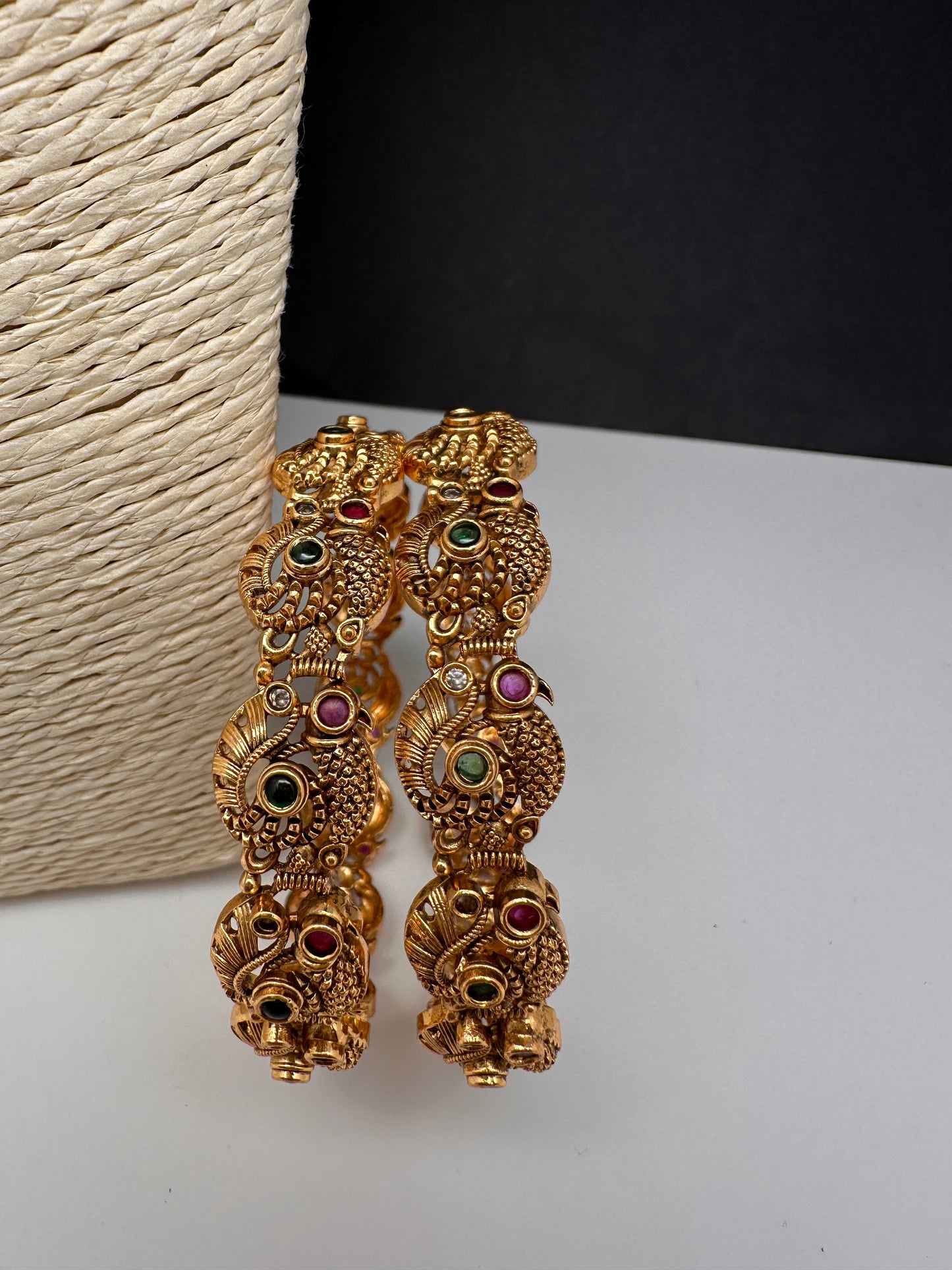 Matte Peacock Kempu Bangles