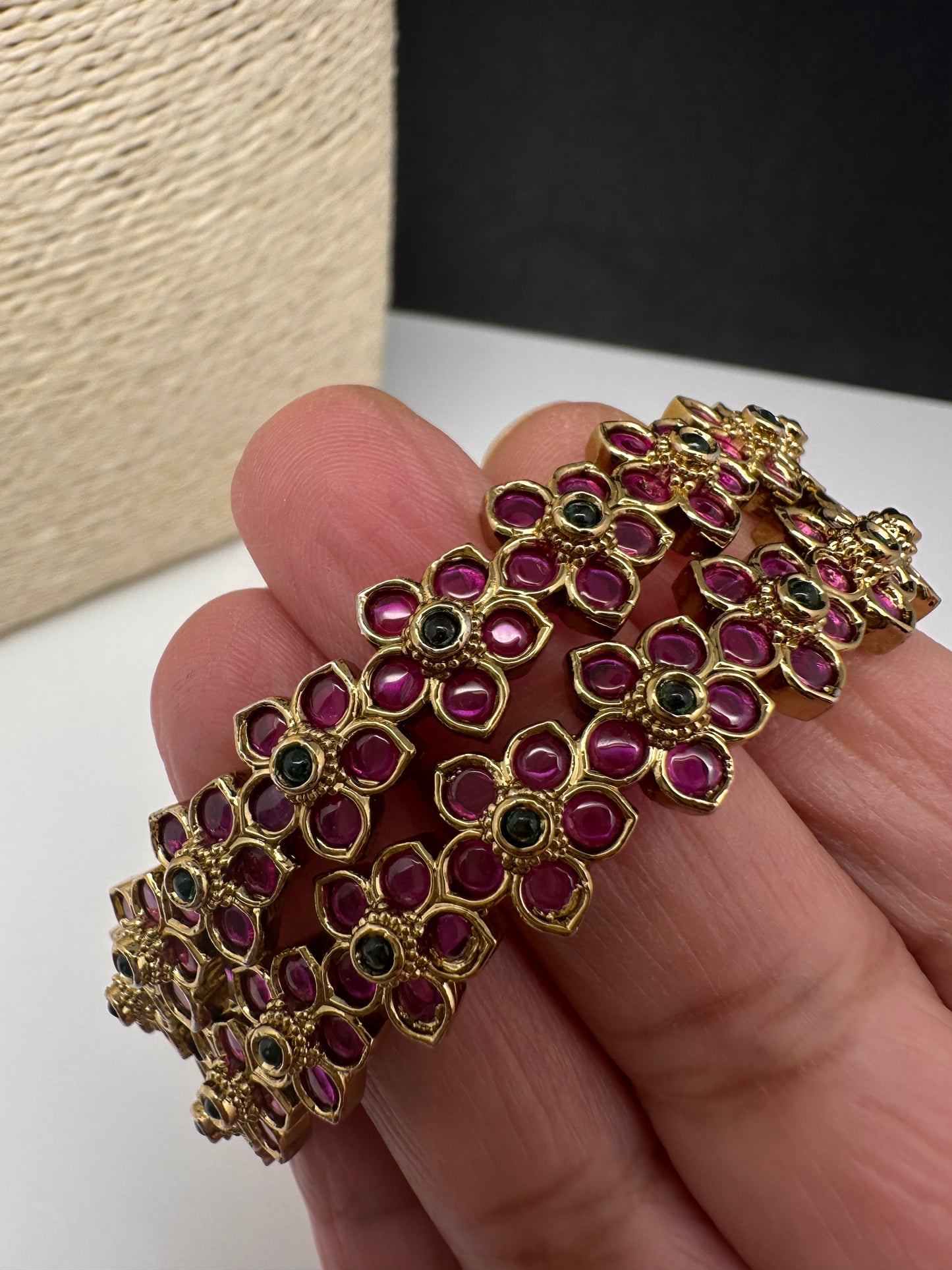 Matte Kempu Floral Bangles