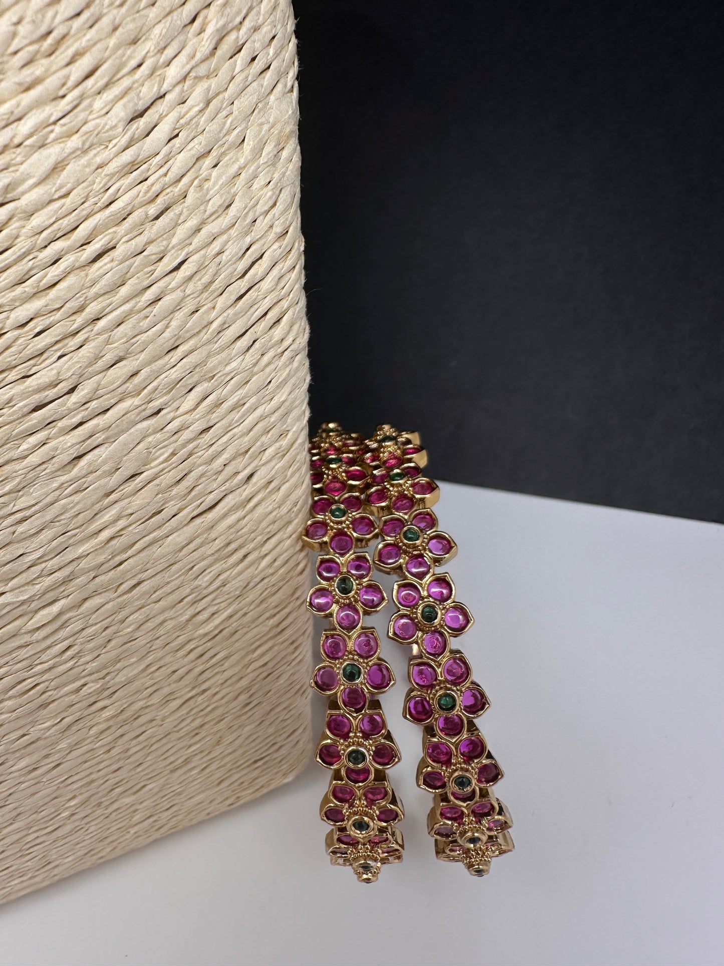 Matte Kempu Floral Bangles