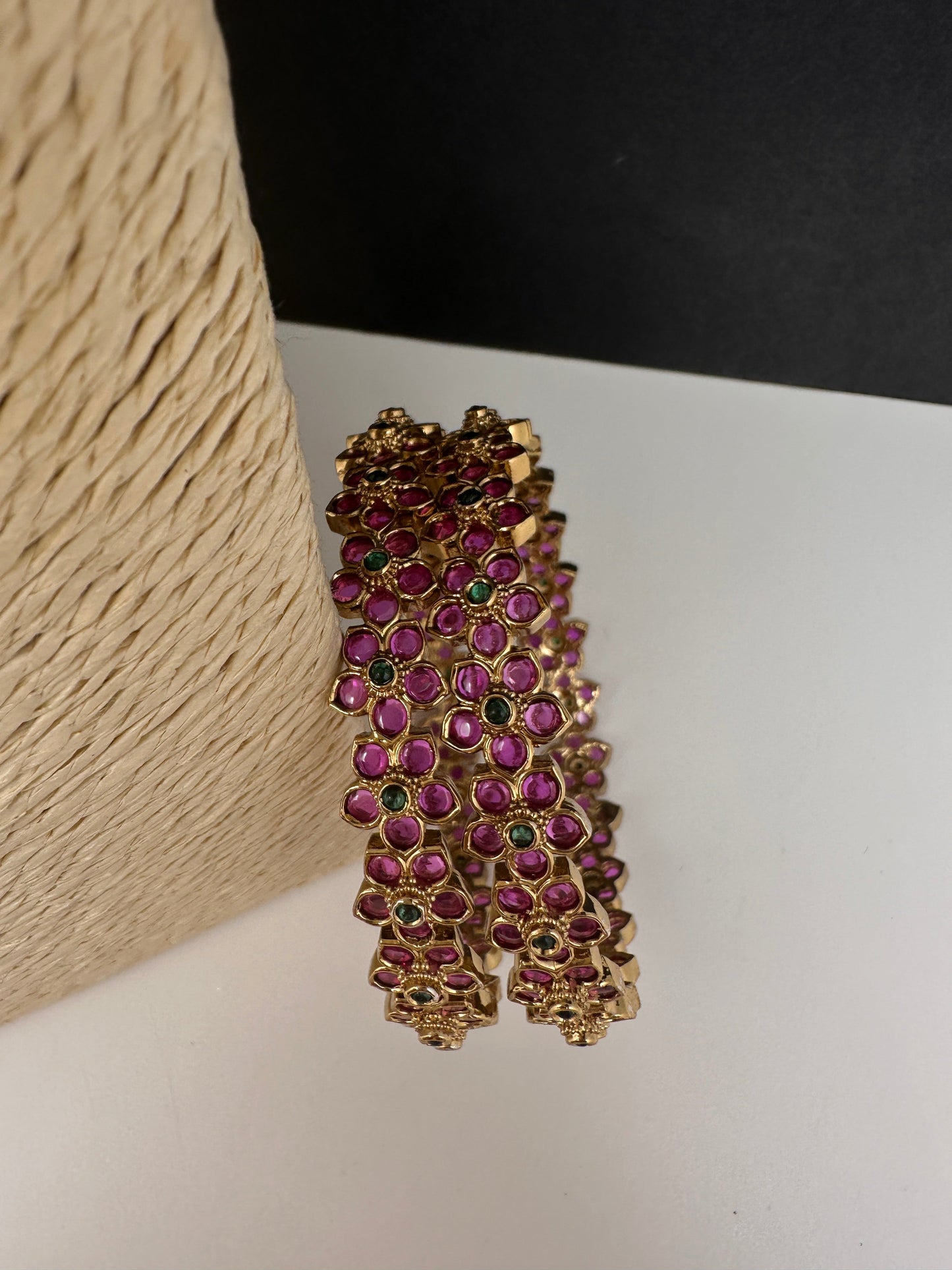 Matte Kempu Floral Bangles