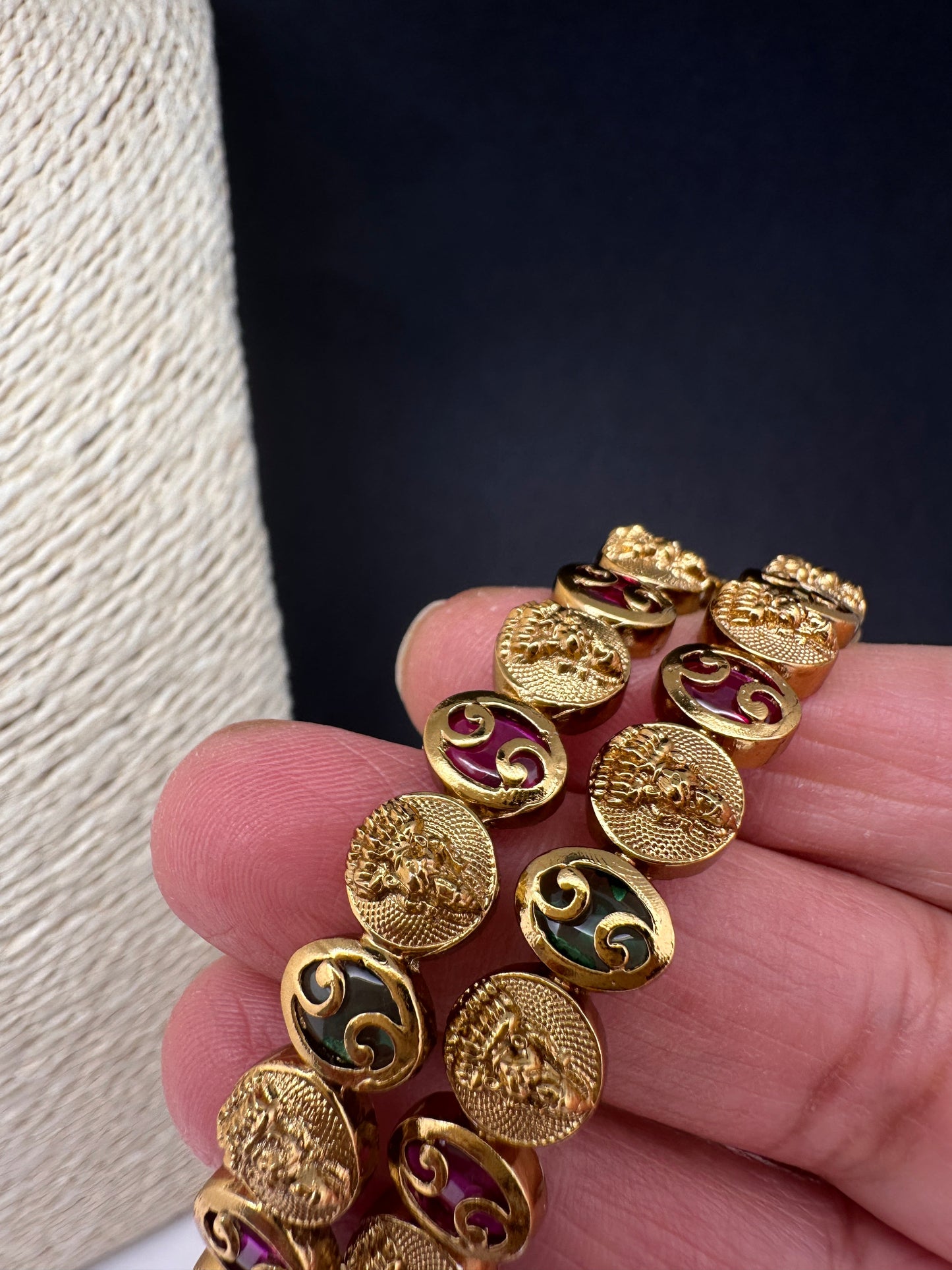 Matte Kempu Goddess Lakshmi Kassu Coin Bangles