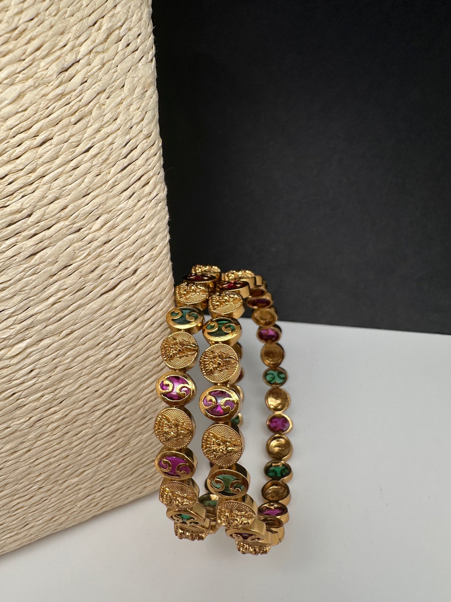 Matte Kempu Goddess Lakshmi Kassu Coin Bangles