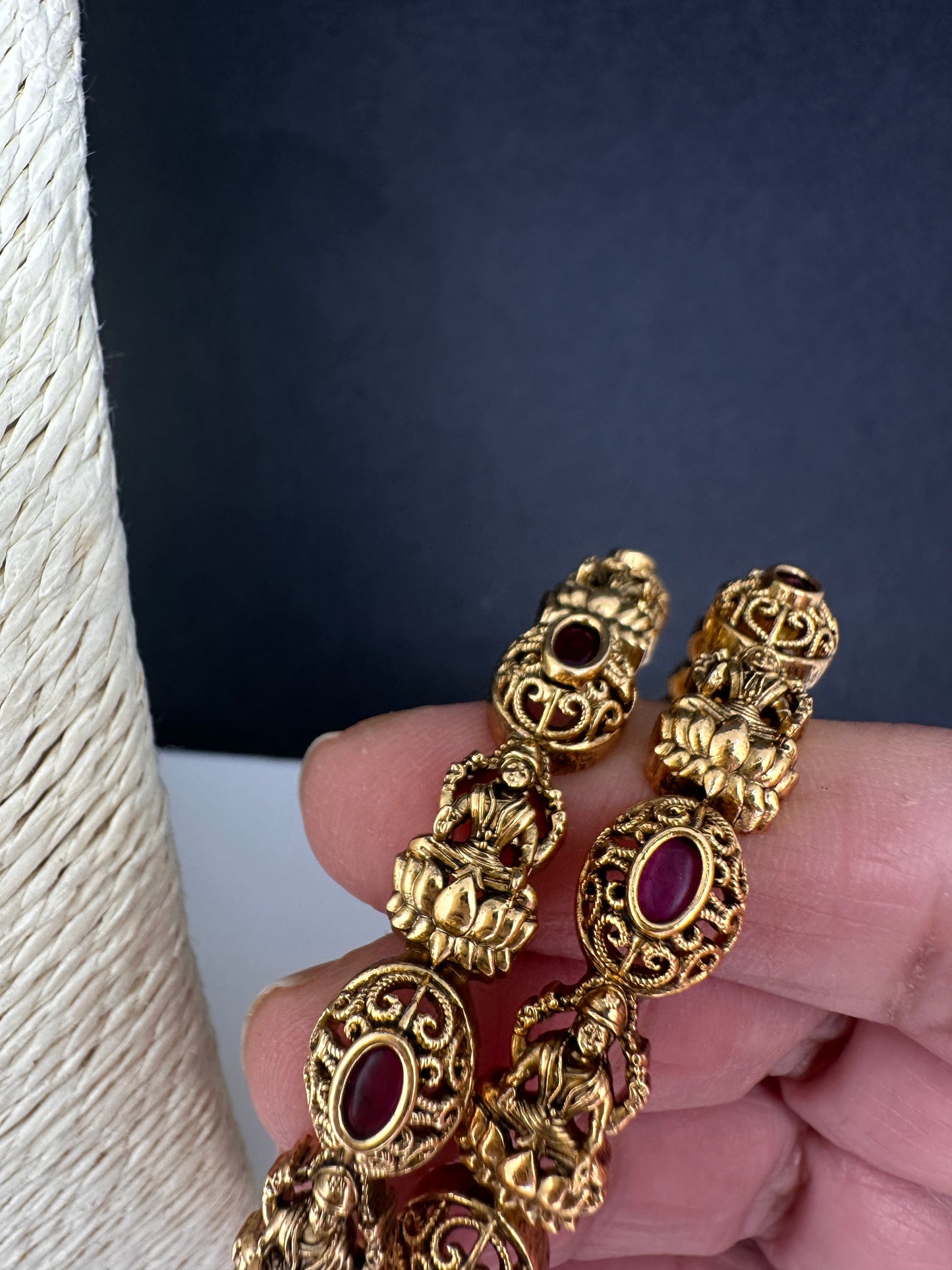 Matte Antique Nakshi Goddess Lakshmi Bangles