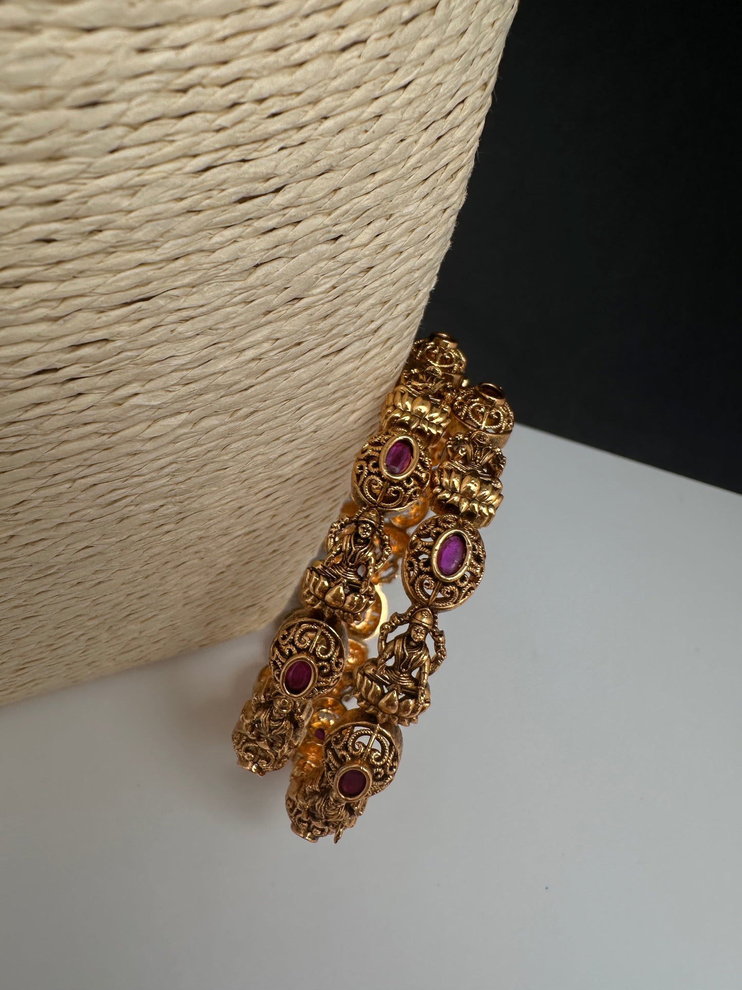 Matte Antique Nakshi Goddess Lakshmi Bangles