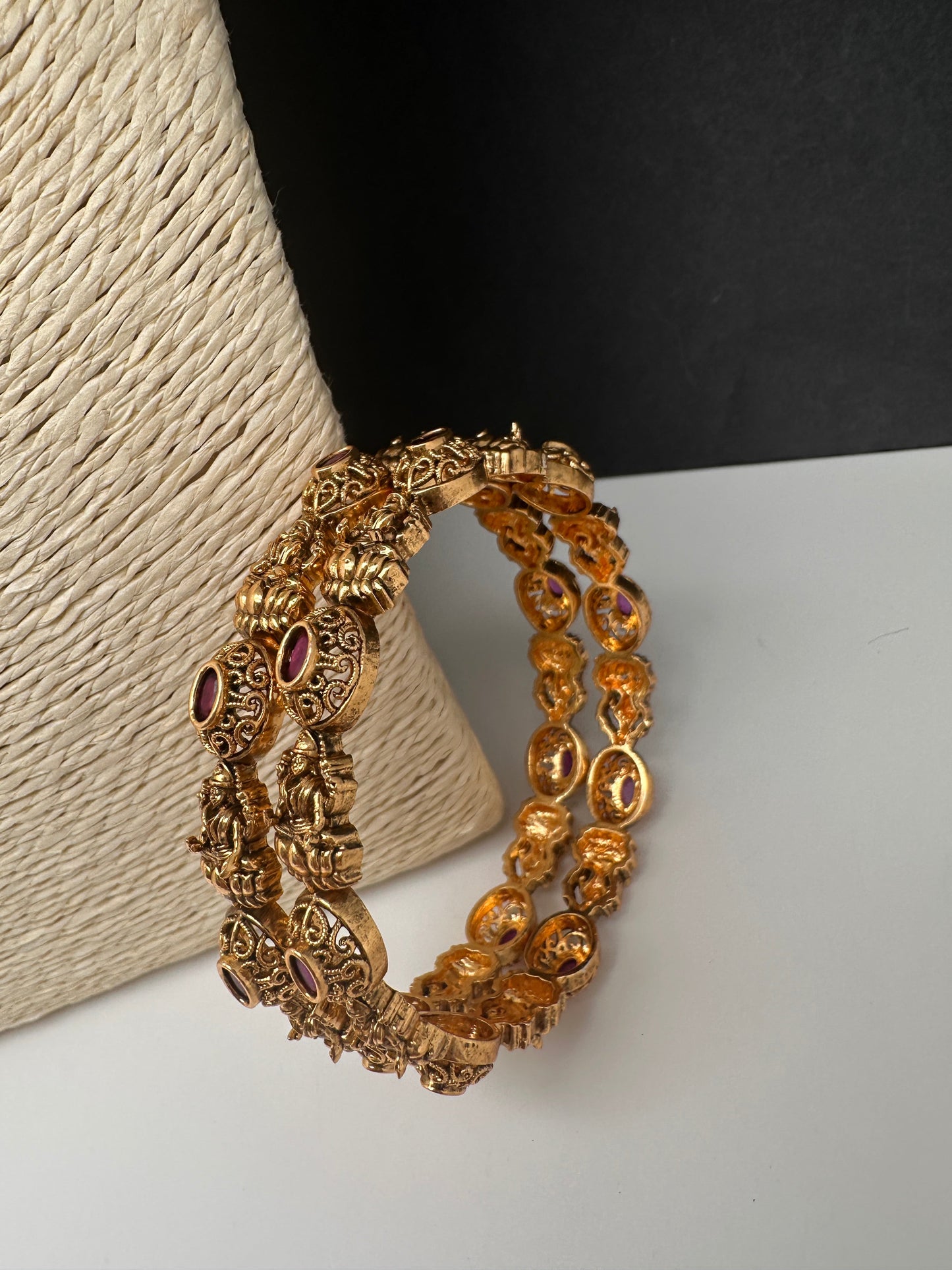 Matte Antique Nakshi Goddess Lakshmi Bangles