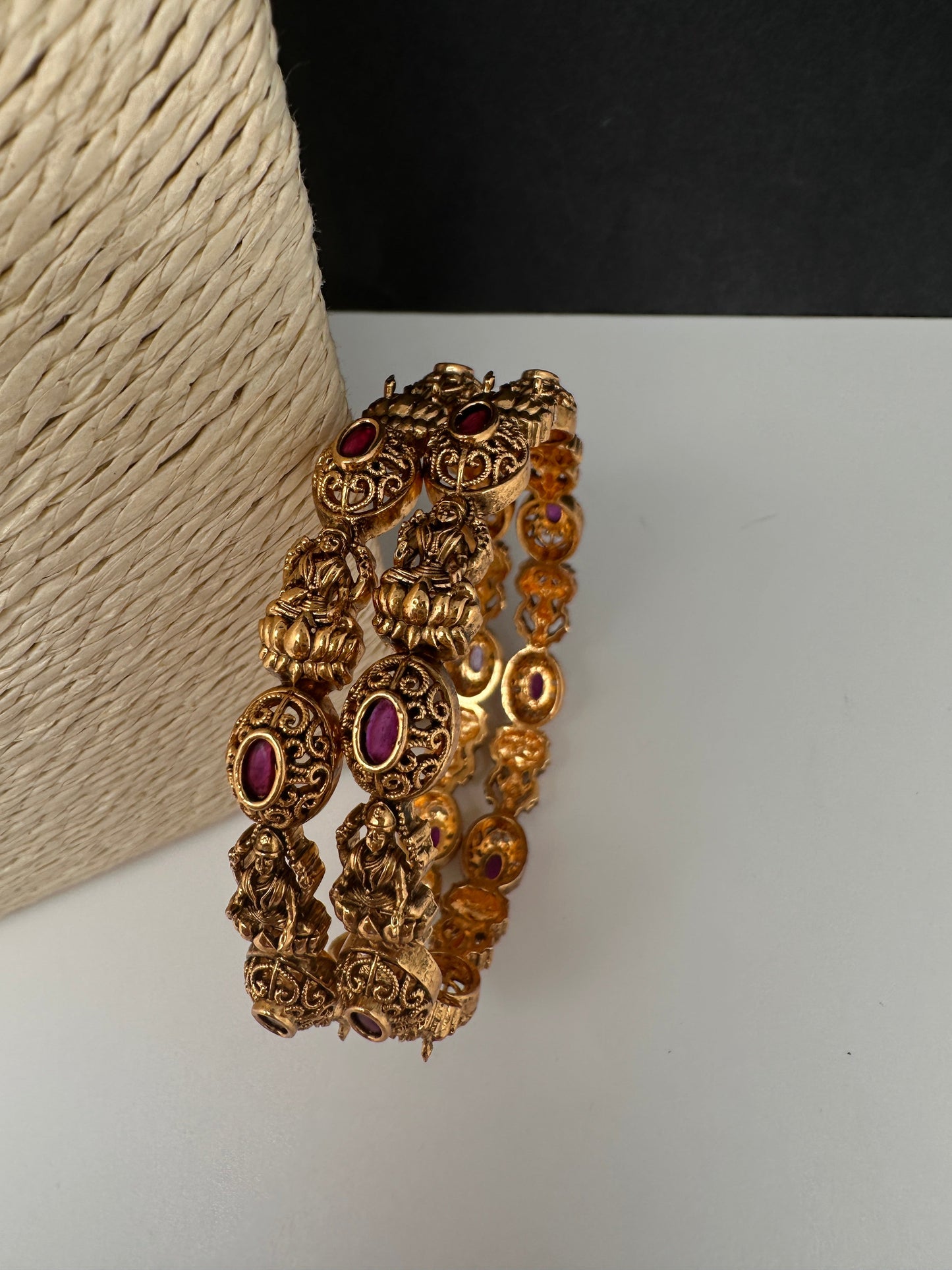 Matte Antique Nakshi Goddess Lakshmi Bangles