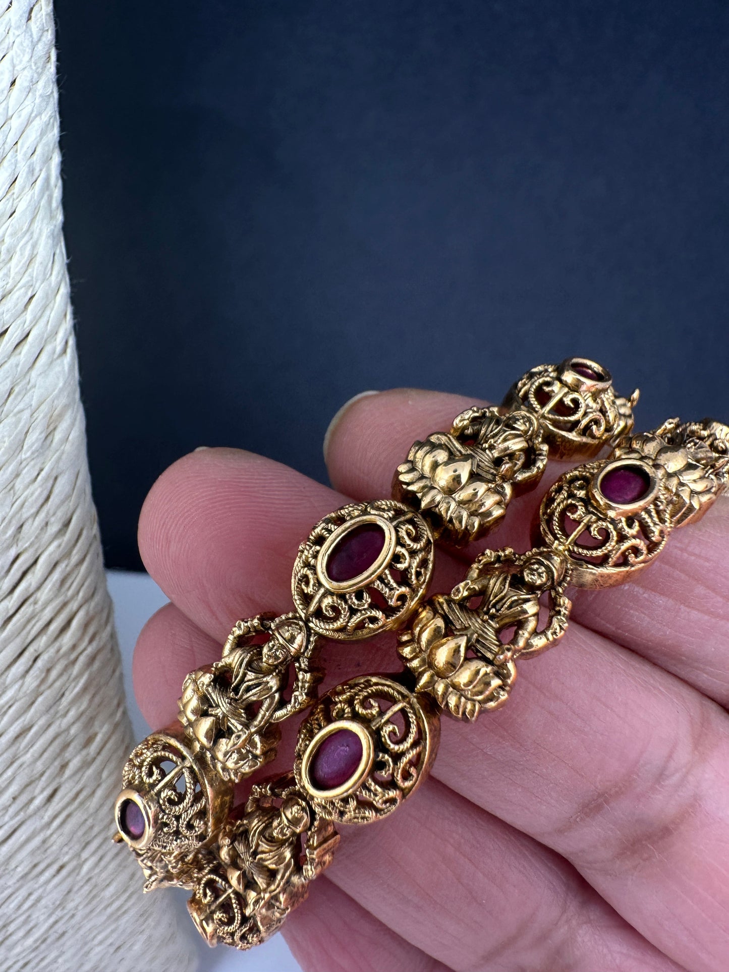 Matte Antique Nakshi Goddess Lakshmi Bangles
