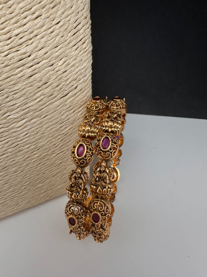 Matte Antique Nakshi Goddess Lakshmi Bangles
