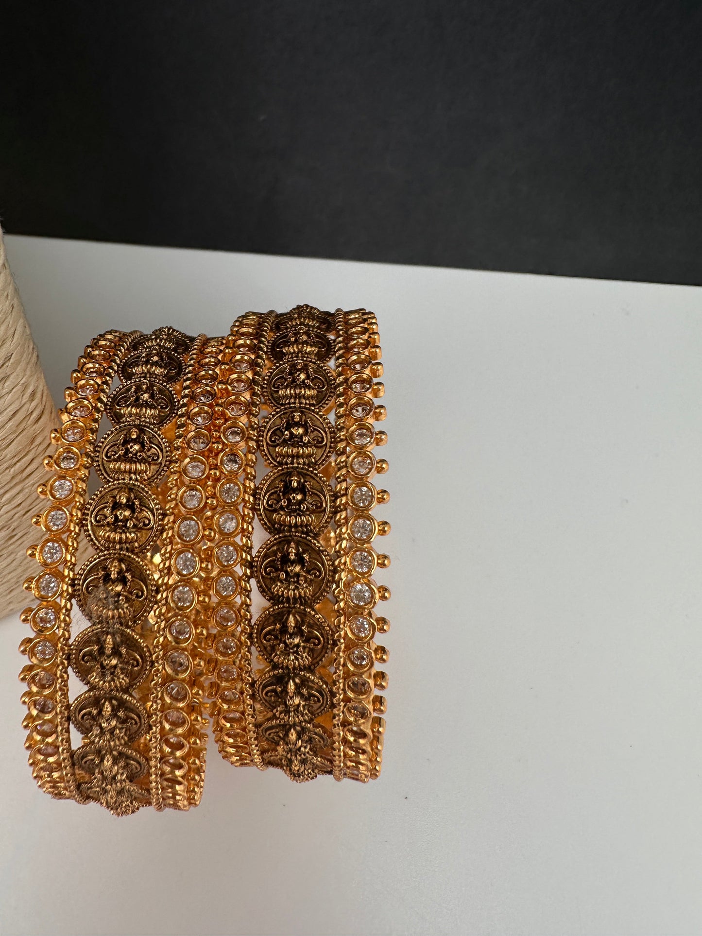 Matte Antique Goddess Lakshmi Kada Bangles