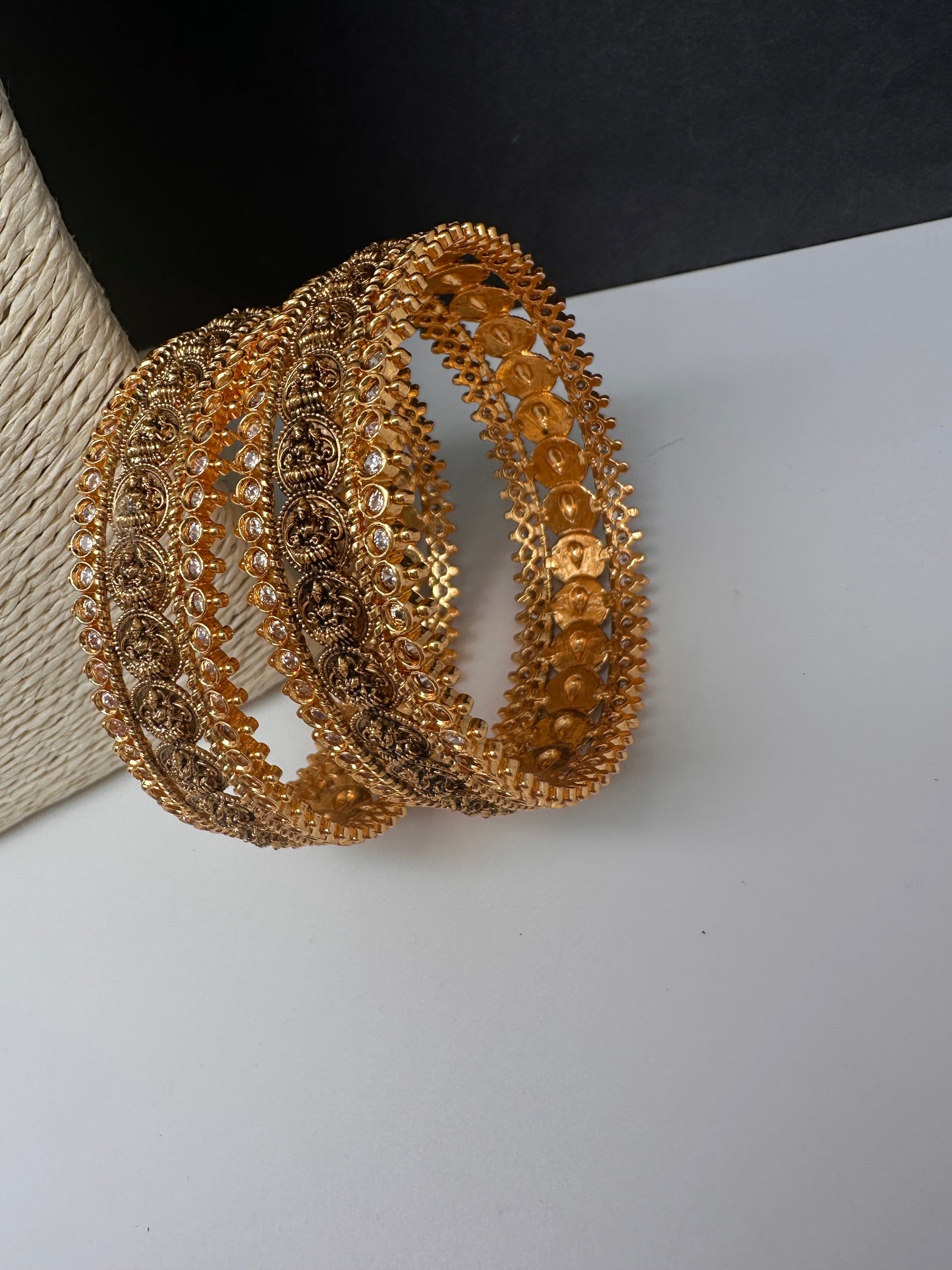 Matte Antique Goddess Lakshmi Kada Bangles
