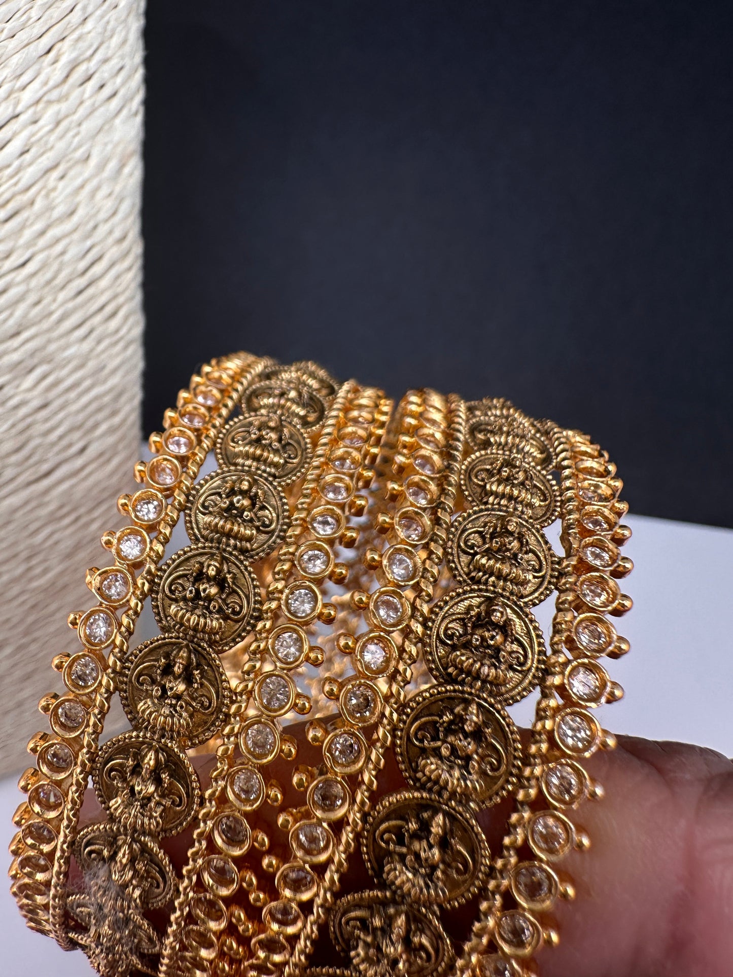 Matte Antique Goddess Lakshmi Kada Bangles