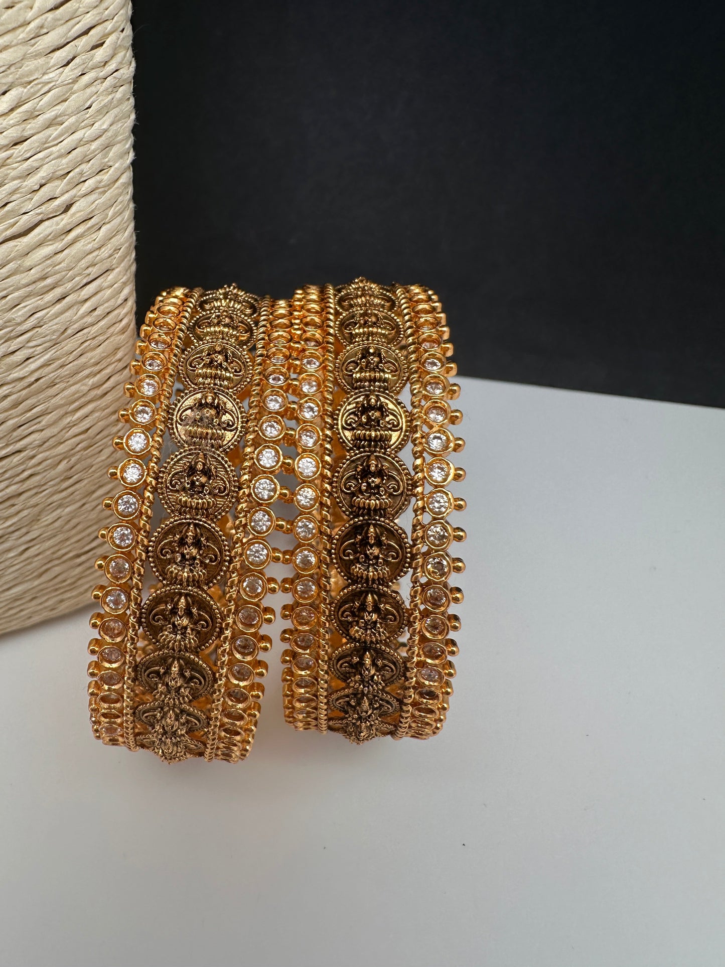 Matte Antique Goddess Lakshmi Kada Bangles