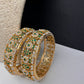 Hyderabadi Jadau Green Pearls Bangles