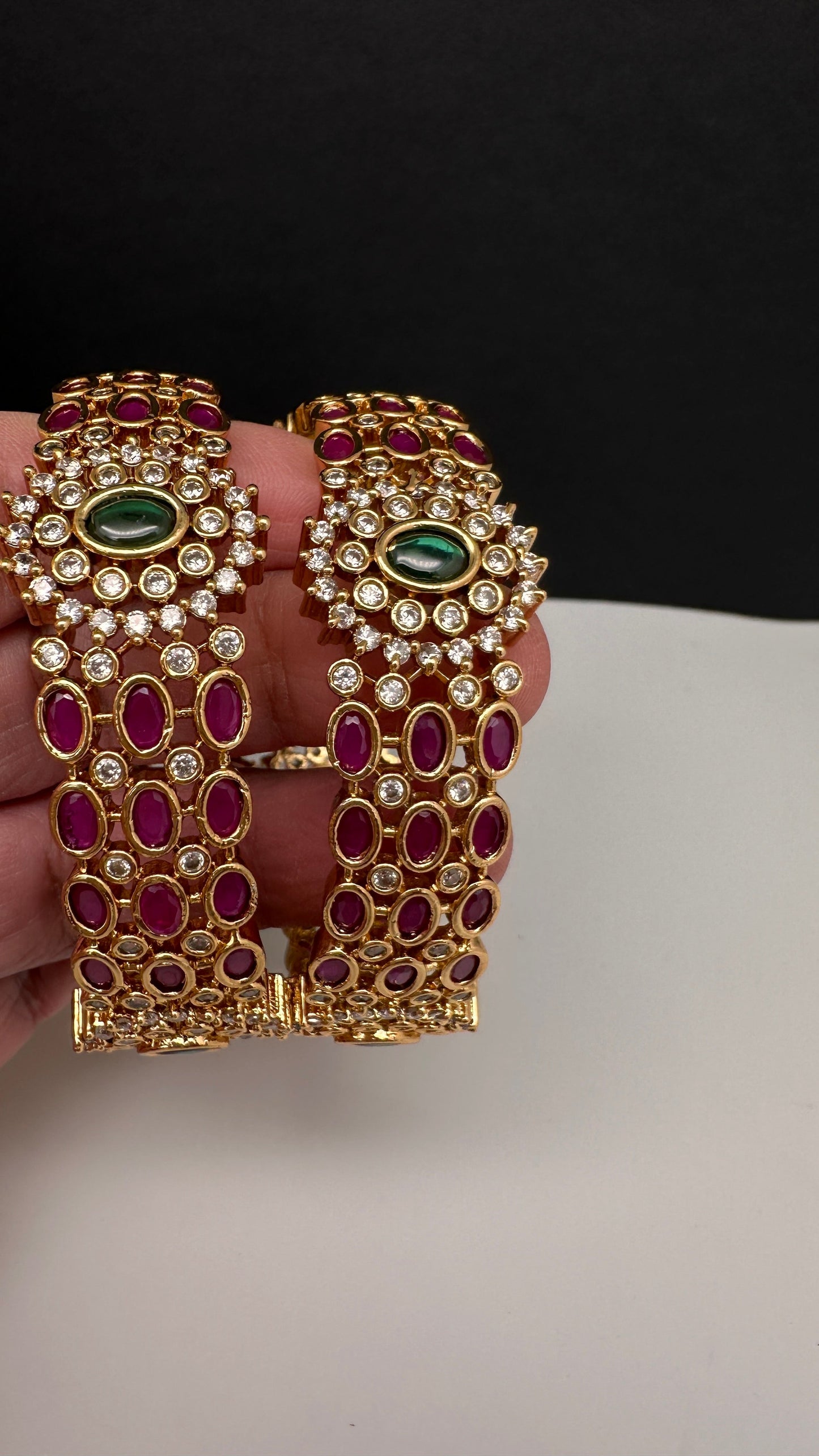 Kemp Red Green Kada Bangles - 2.8