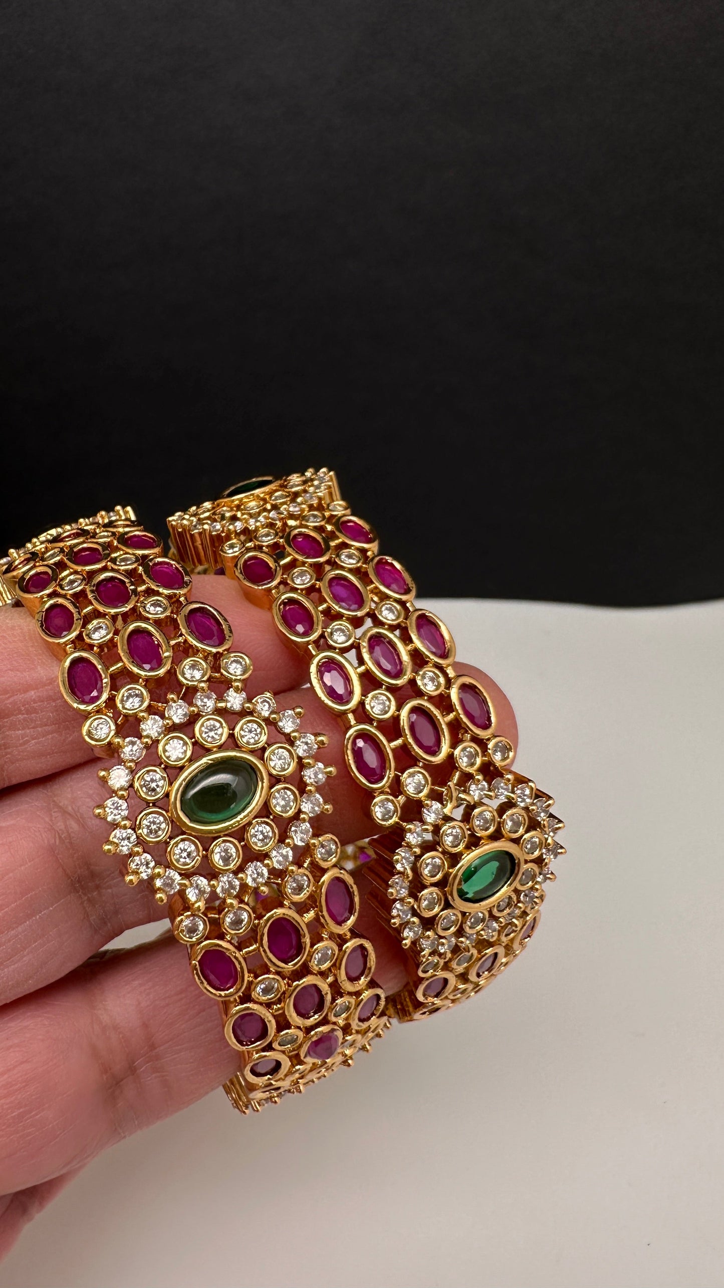 Kemp Red Green Kada Bangles - 2.8