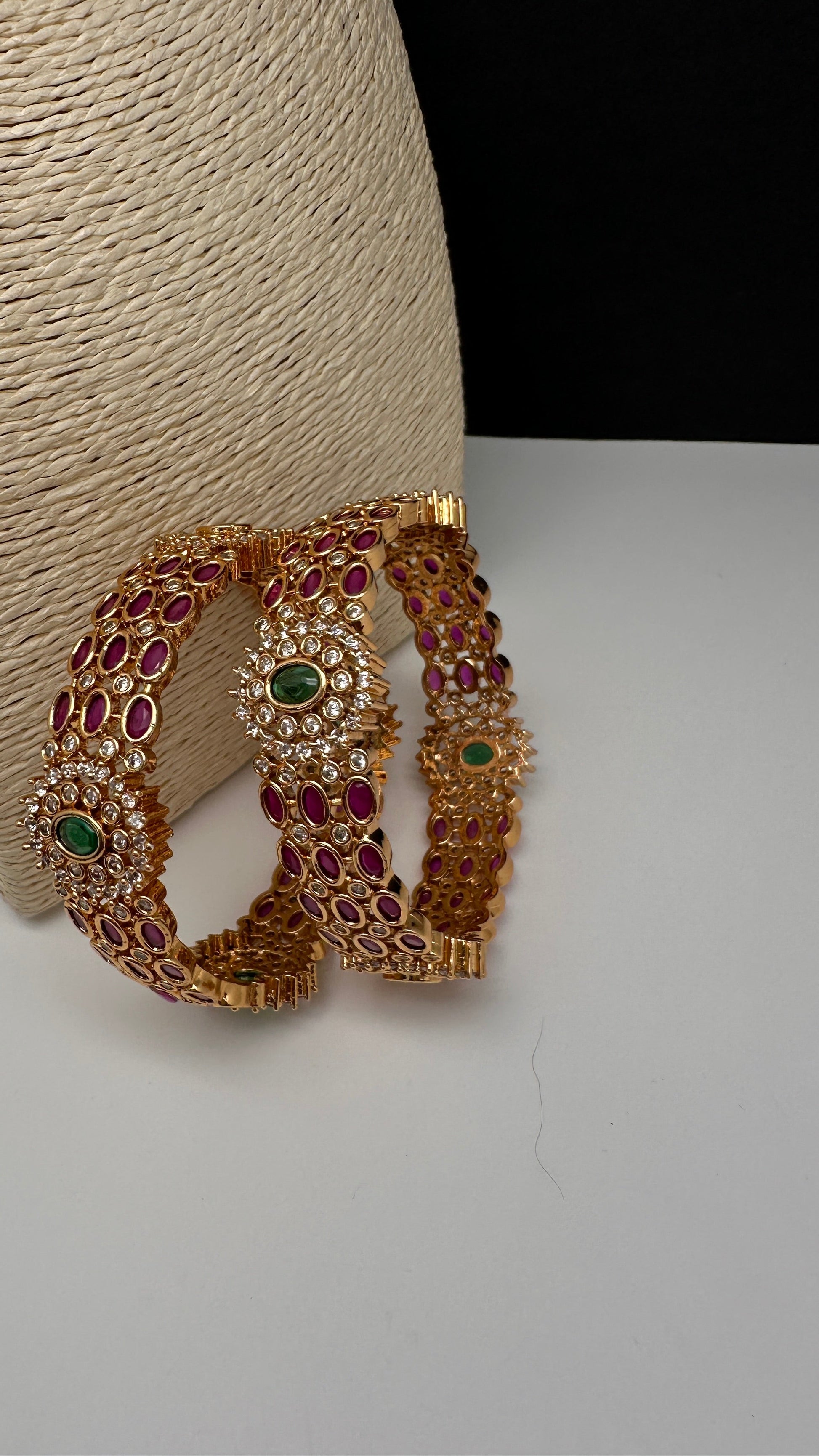 Kemp Red Green Kada Bangles - 2.8