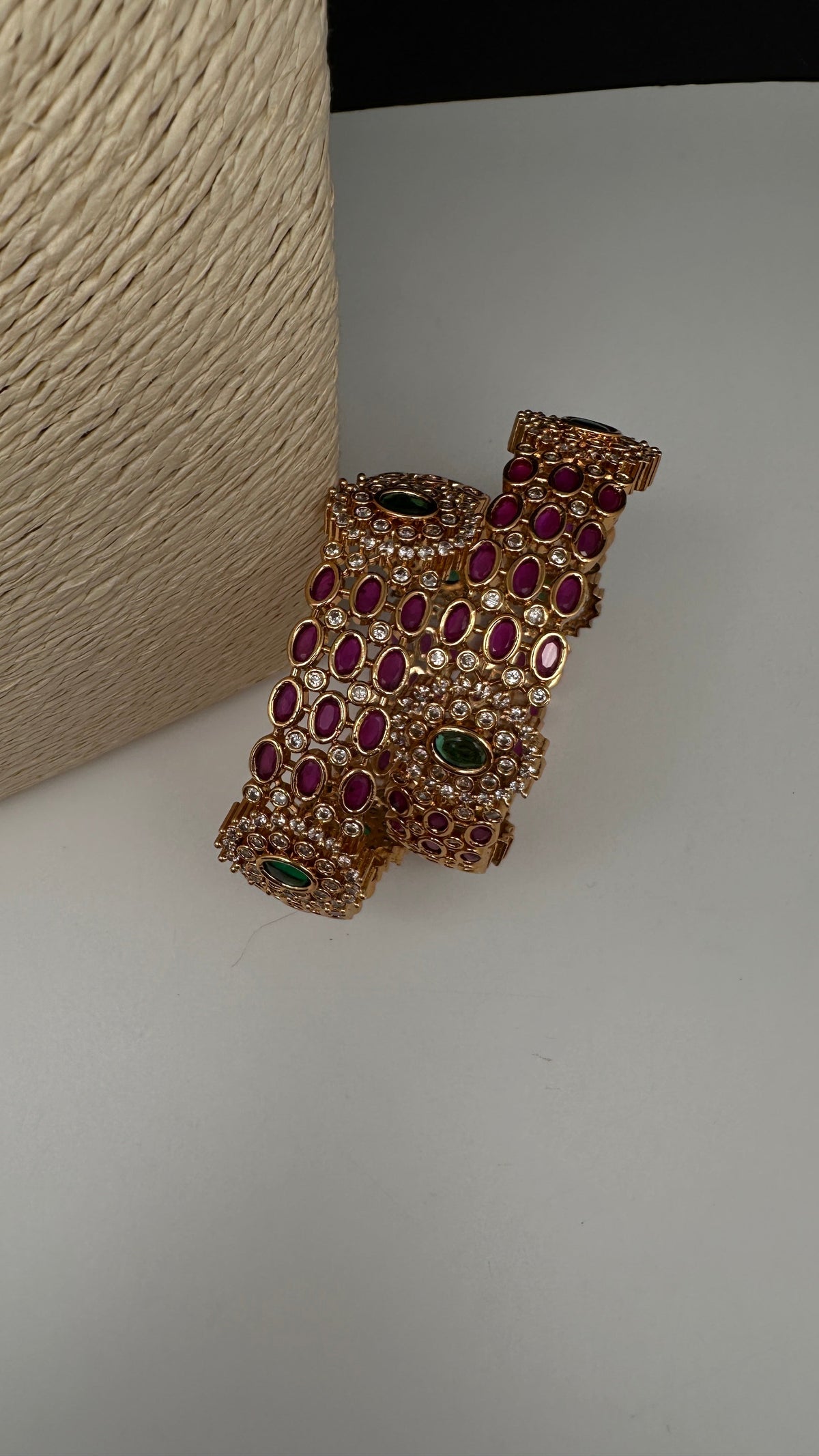 Kemp Red Green Kada Bangles - 2.8