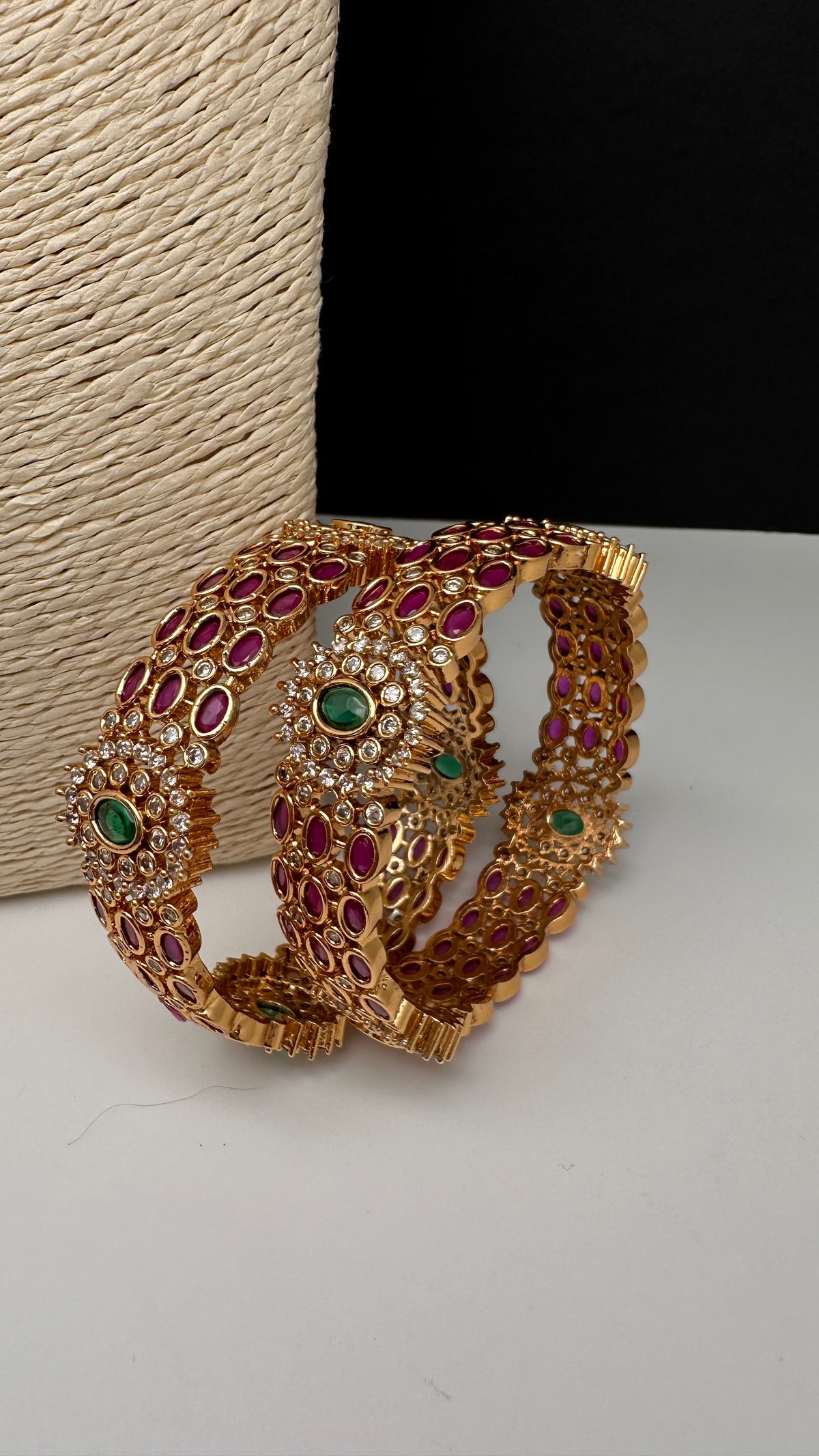 Kemp Red Green Kada Bangles - 2.8