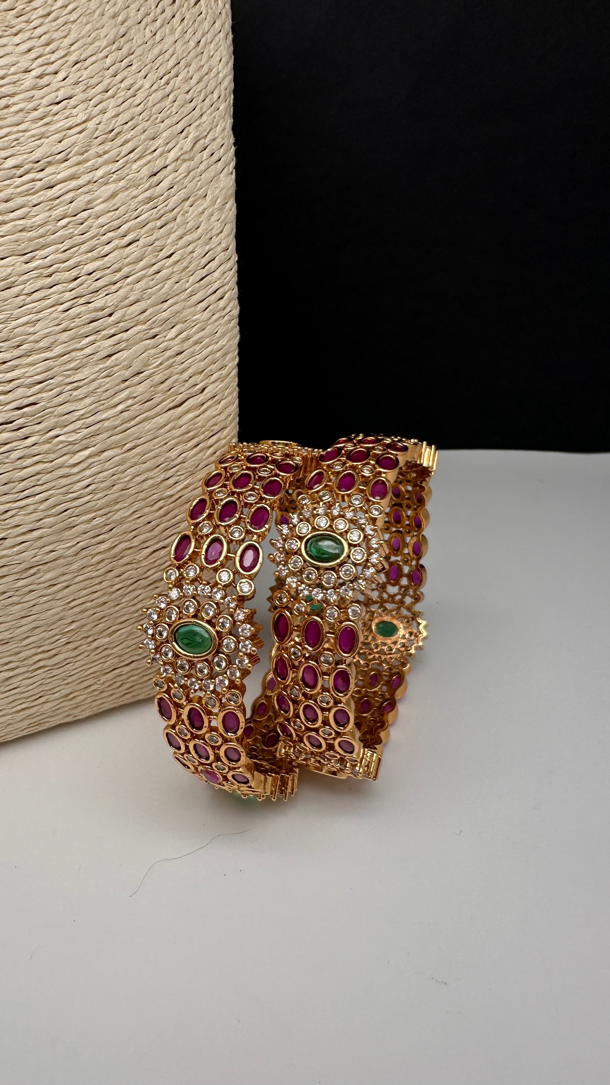 Kemp Red Green Kada Bangles - 2.8