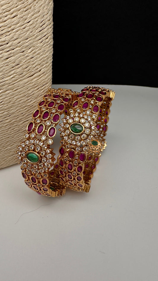 Kemp Red Green Kada Bangles - 2.8