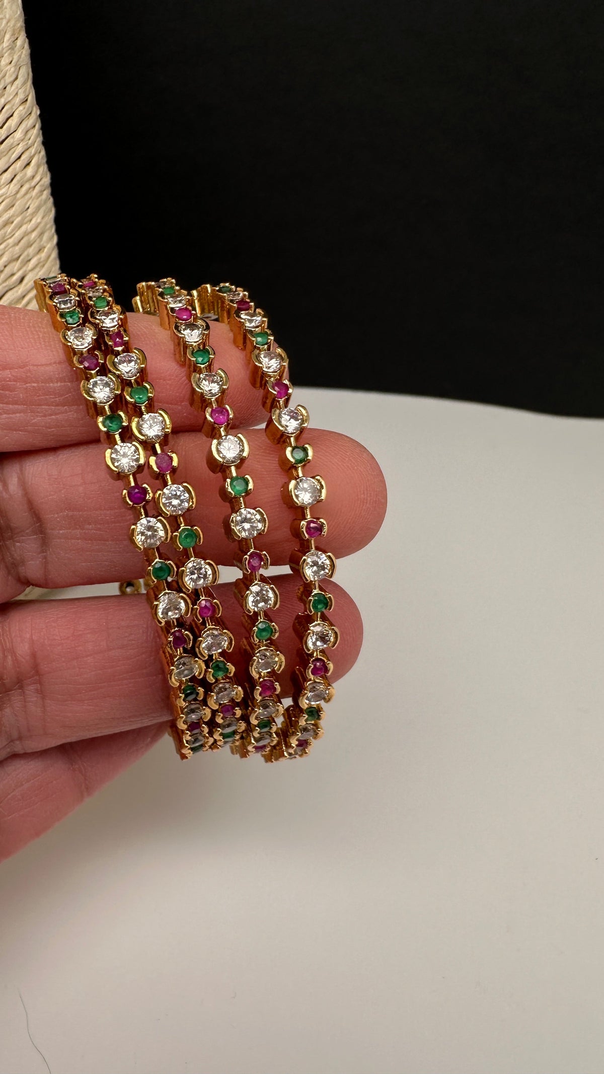Matte Multi Color Stones Set of 4 Bangles - 2.8