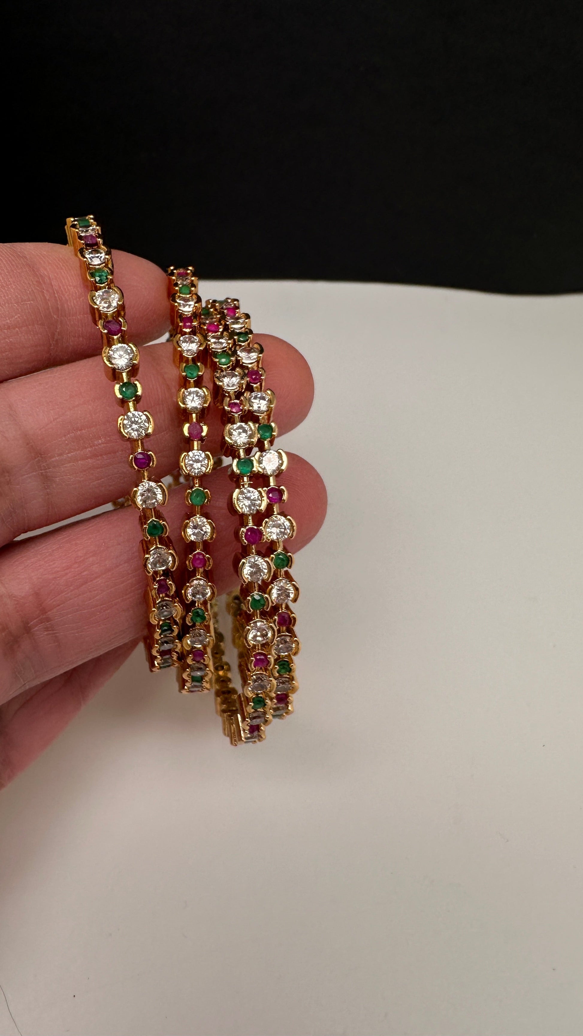 Matte Multi Color Stones Set of 4 Bangles - 2.8
